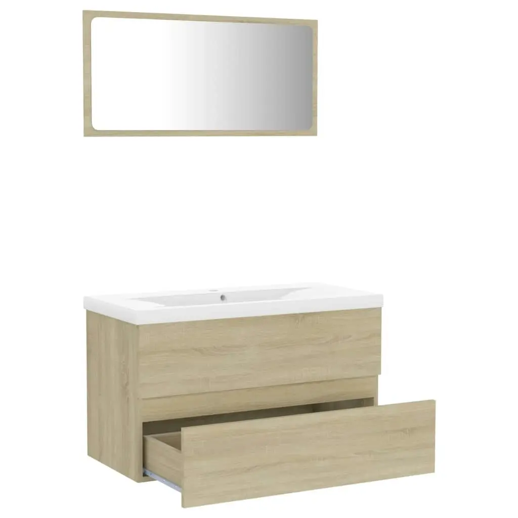 Bathroom Furniture Set Sonoma Oak Engineered Wood 3071597