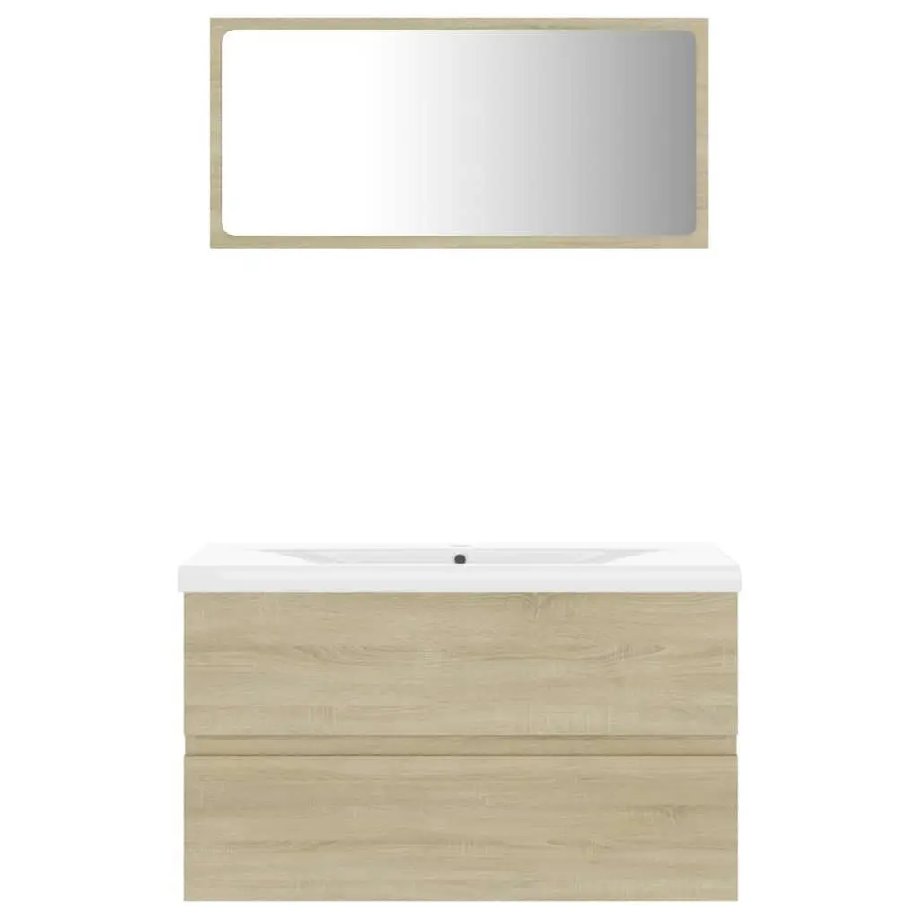 Bathroom Furniture Set Sonoma Oak Engineered Wood 3071597