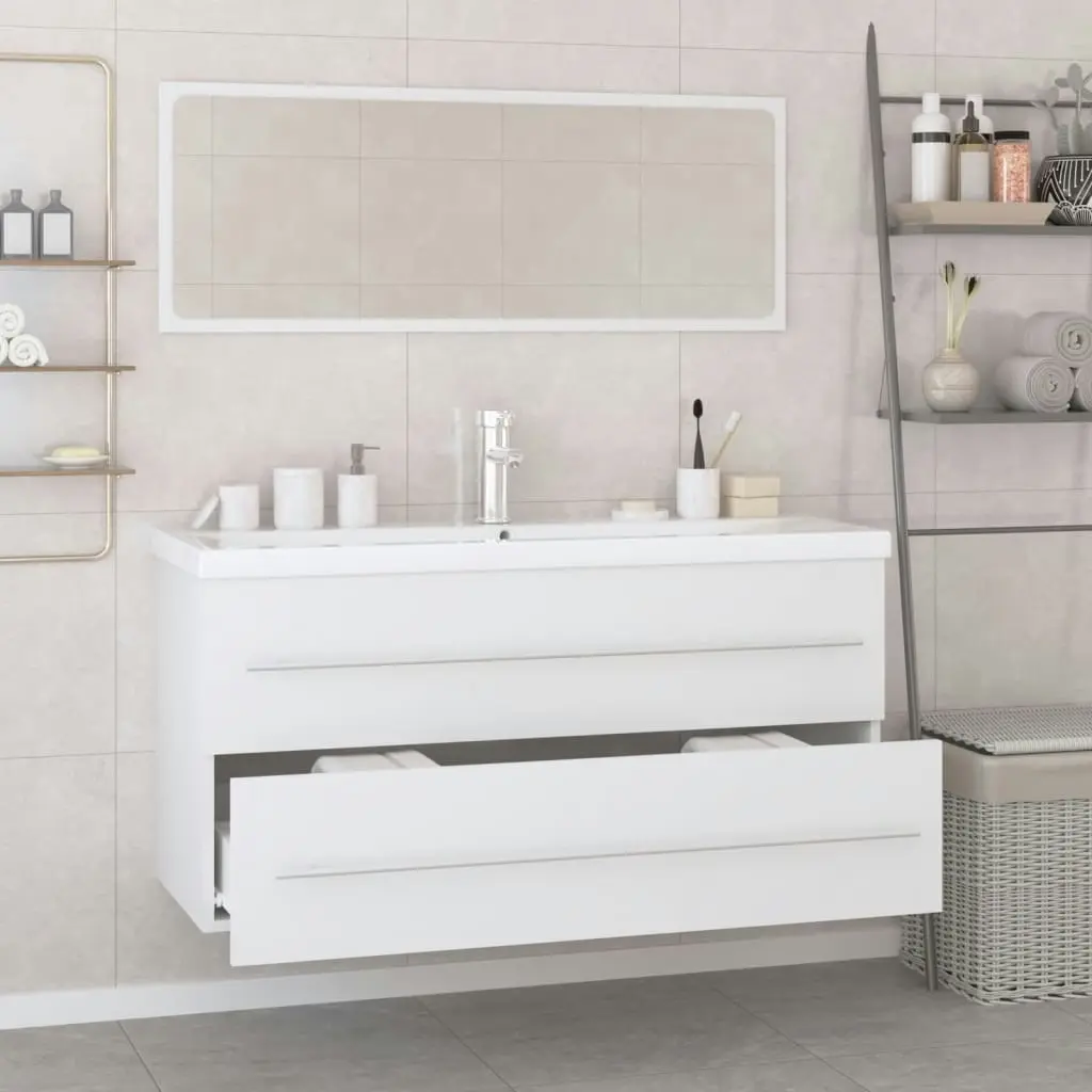 Bathroom Furniture Set White Engineered Wood 3152853