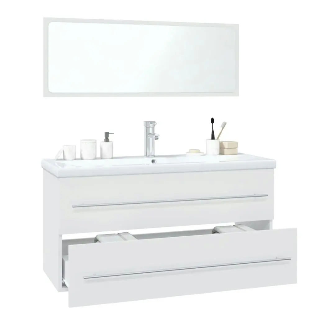 Bathroom Furniture Set White Engineered Wood 3152853