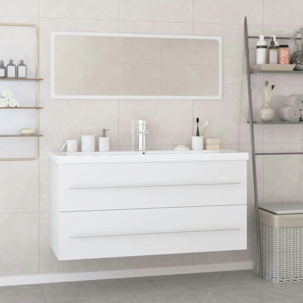 Bathroom Furniture Set White Engineered Wood 3152853