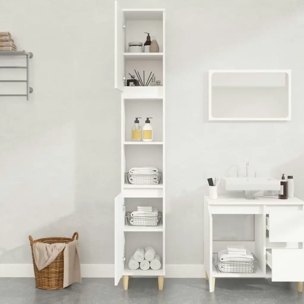 Bathroom Cabinet White 30x30x190 cm Engineered Wood 819788