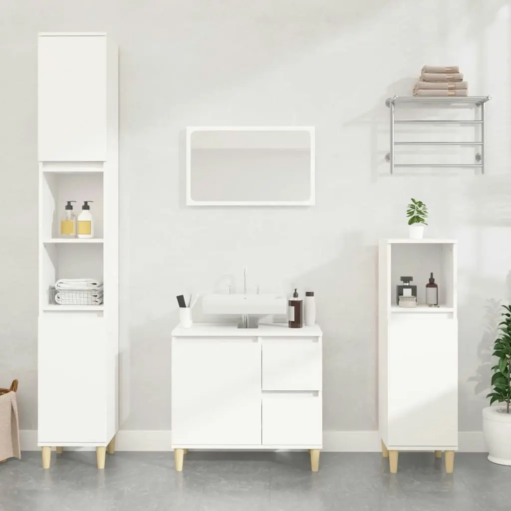 Bathroom Cabinet White 30x30x190 cm Engineered Wood 819788