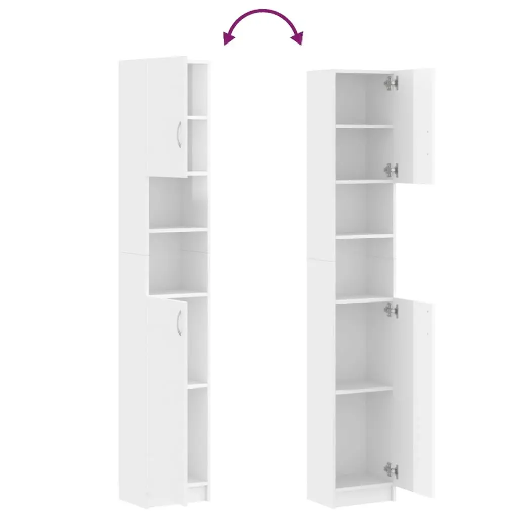 Bathroom Cabinet High Gloss White 32x25.5x190 cm Engineered Wood 802882