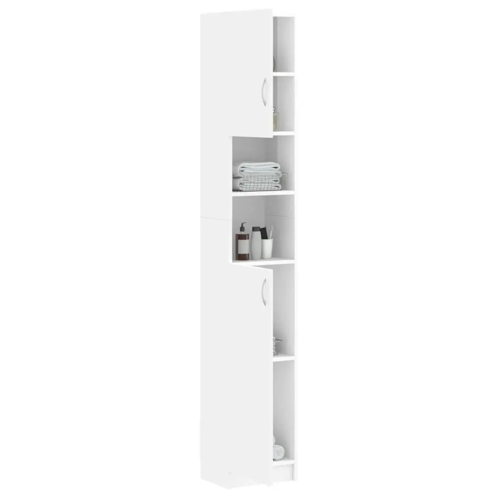 Bathroom Cabinet High Gloss White 32x25.5x190 cm Engineered Wood 802882