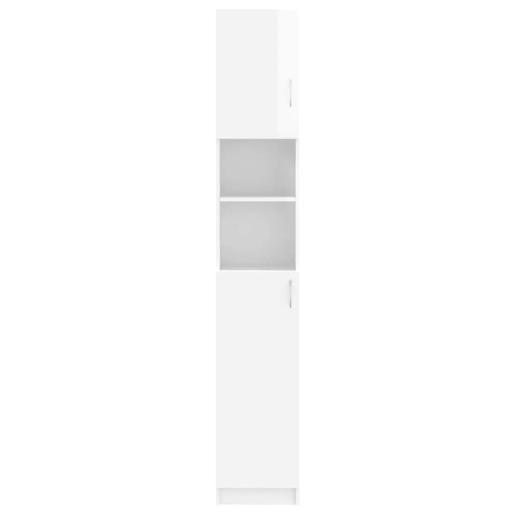 Bathroom Cabinet High Gloss White 32x25.5x190 cm Engineered Wood 802882