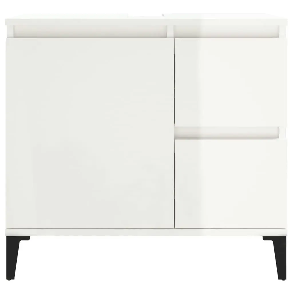 Bathroom Cabinet High Gloss White 65x33x60 cm Engineered Wood 819830