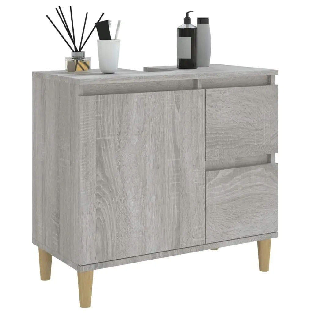 Bathroom Cabinet Grey Sonoma 65x33x60 cm Engineered Wood 819826