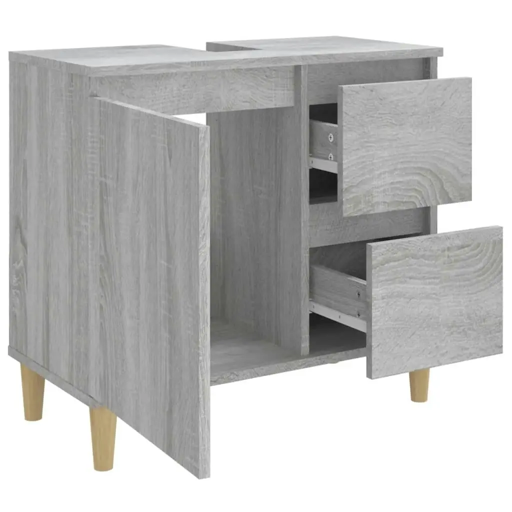 Bathroom Cabinet Grey Sonoma 65x33x60 cm Engineered Wood 819826