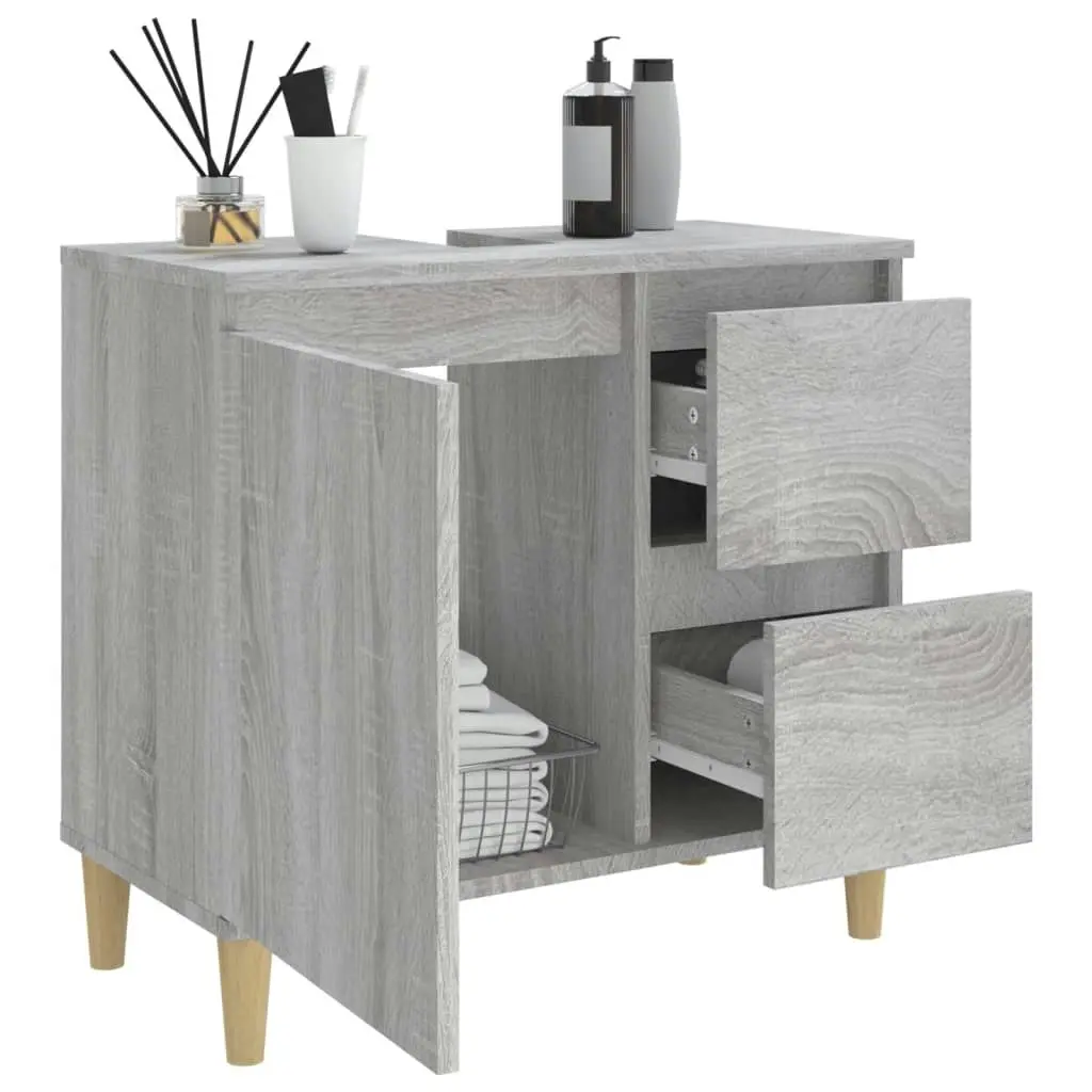 Bathroom Cabinet Grey Sonoma 65x33x60 cm Engineered Wood 819826