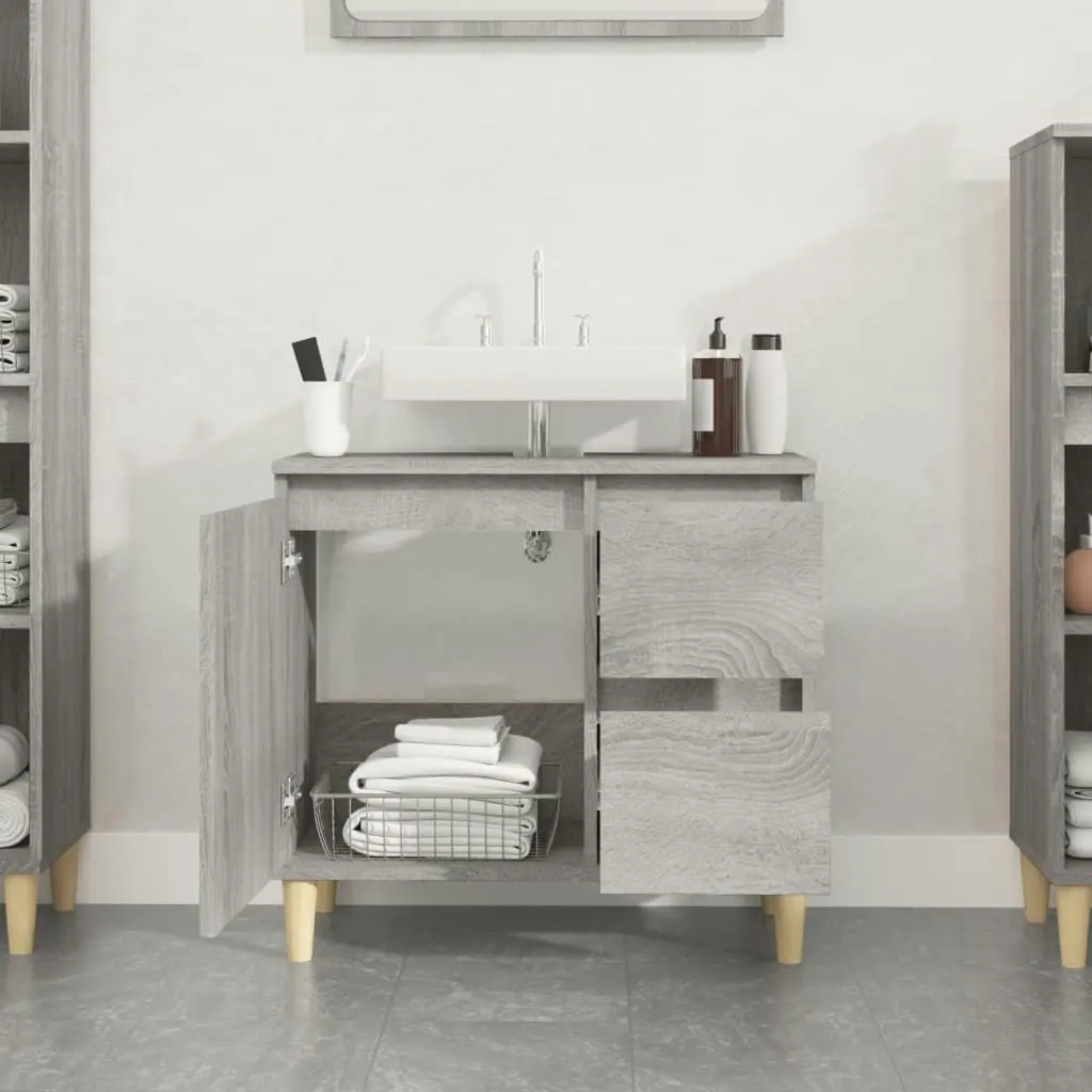 Bathroom Cabinet Grey Sonoma 65x33x60 cm Engineered Wood 819826