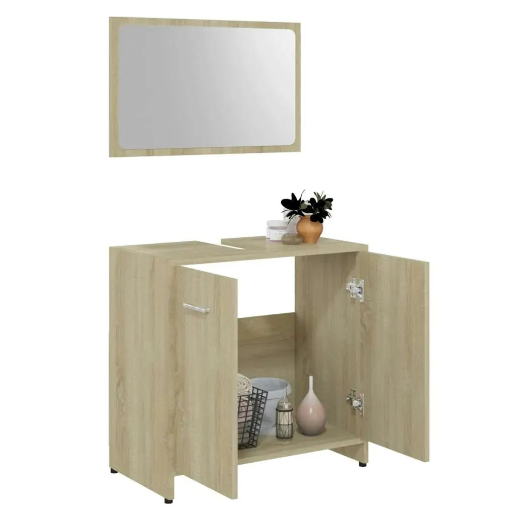 Bathroom Furniture Set Sonoma Oak Engineered Wood 802582