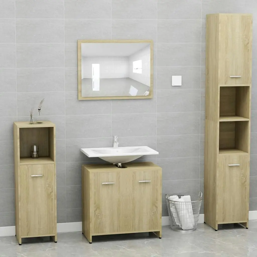 Bathroom Furniture Set Sonoma Oak Engineered Wood 802582