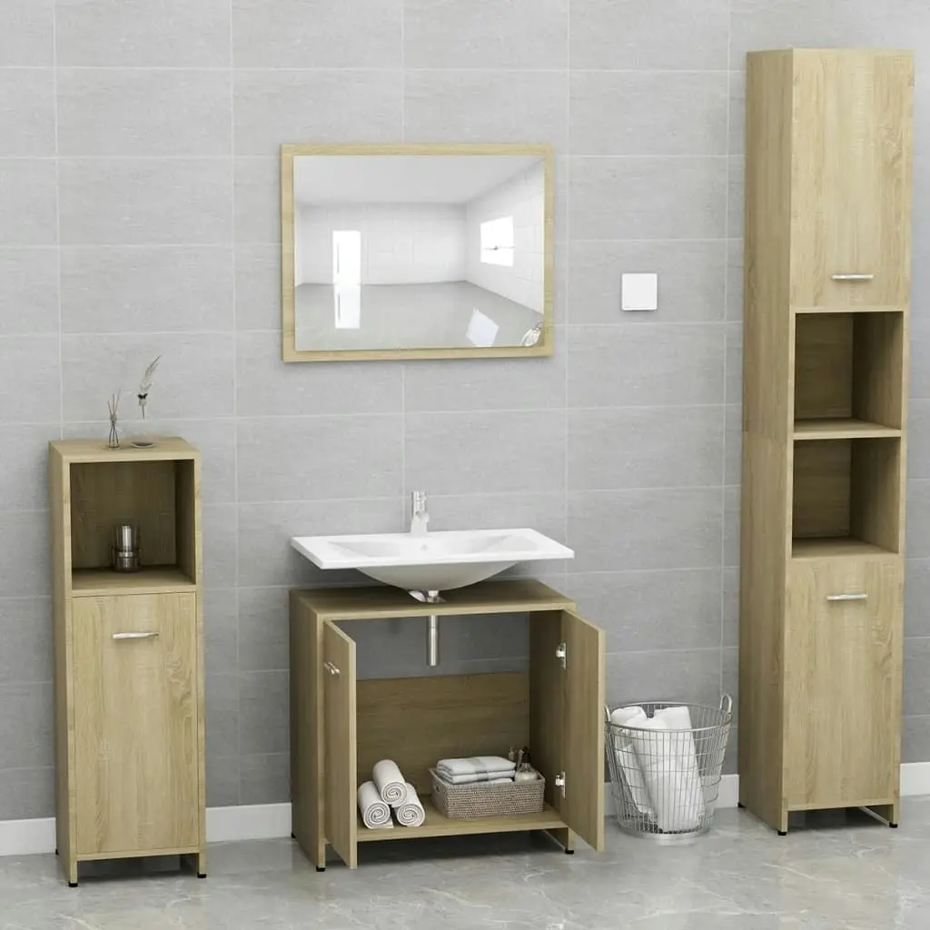 Bathroom Furniture Set Sonoma Oak Engineered Wood 802582