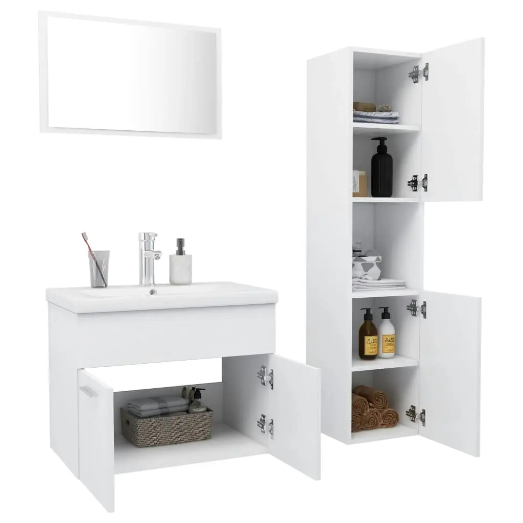 Bathroom Furniture Set White Engineered Wood 3071135