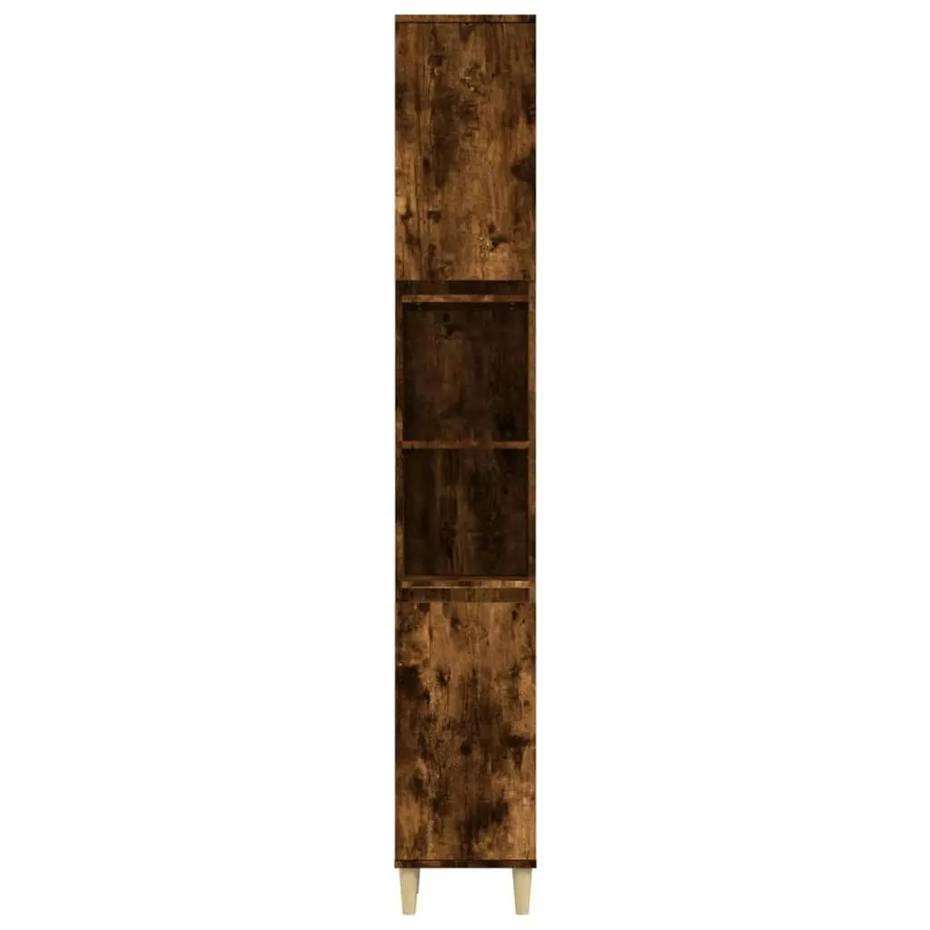 Bathroom Cabinet Smoked Oak 30x30x190 cm Engineered Wood 819793