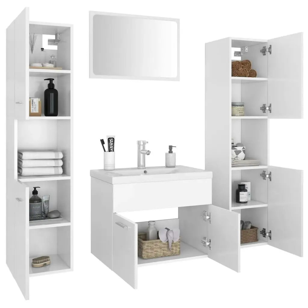 Bathroom Furniture Set White Engineered Wood 3071225