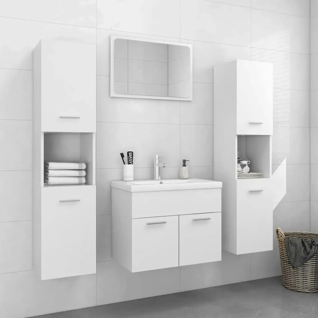 Bathroom Furniture Set White Engineered Wood 3071225