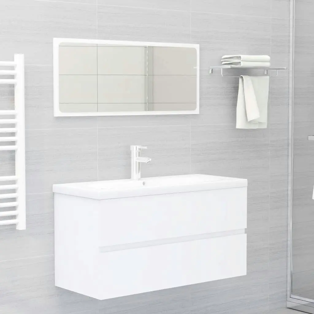 Bathroom Furniture Set White Engineered Wood 3071603