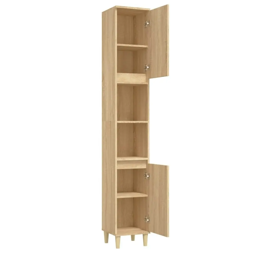 Bathroom Cabinet Sonoma Oak 30x30x190 cm Engineered Wood 819791