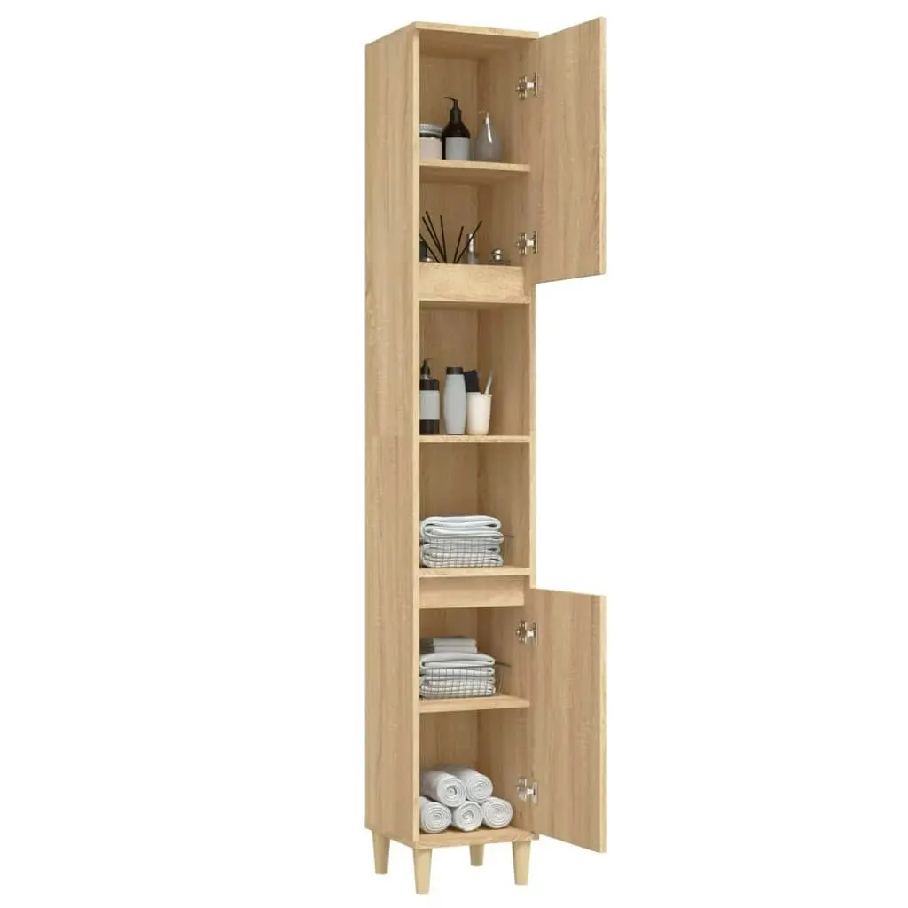 Bathroom Cabinet Sonoma Oak 30x30x190 cm Engineered Wood 819791