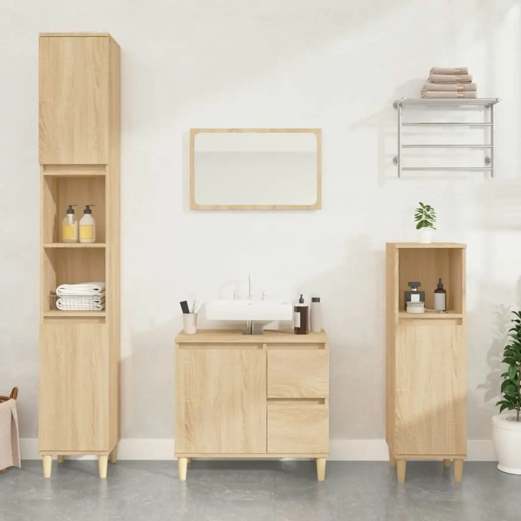 Bathroom Cabinet Sonoma Oak 30x30x190 cm Engineered Wood 819791