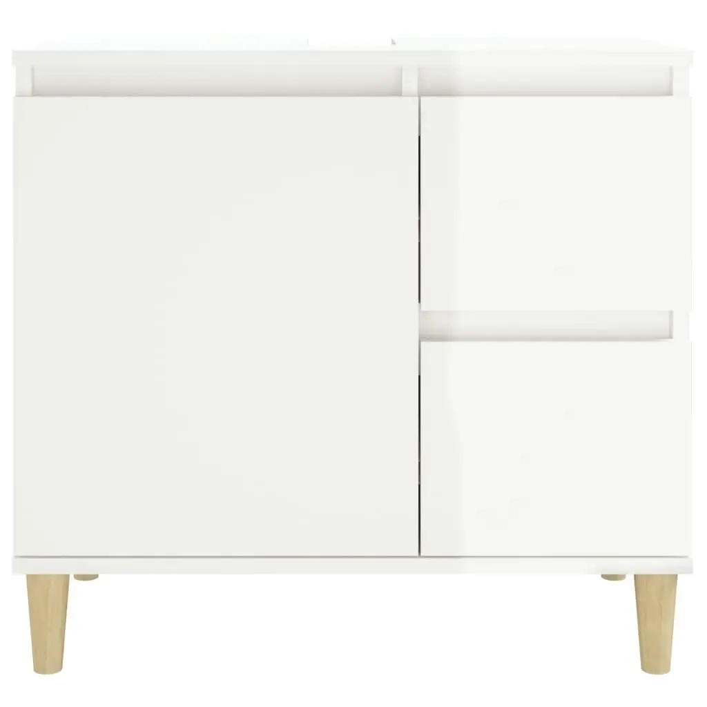 Bathroom Cabinet High Gloss White 65x33x60 cm Engineered Wood 819822