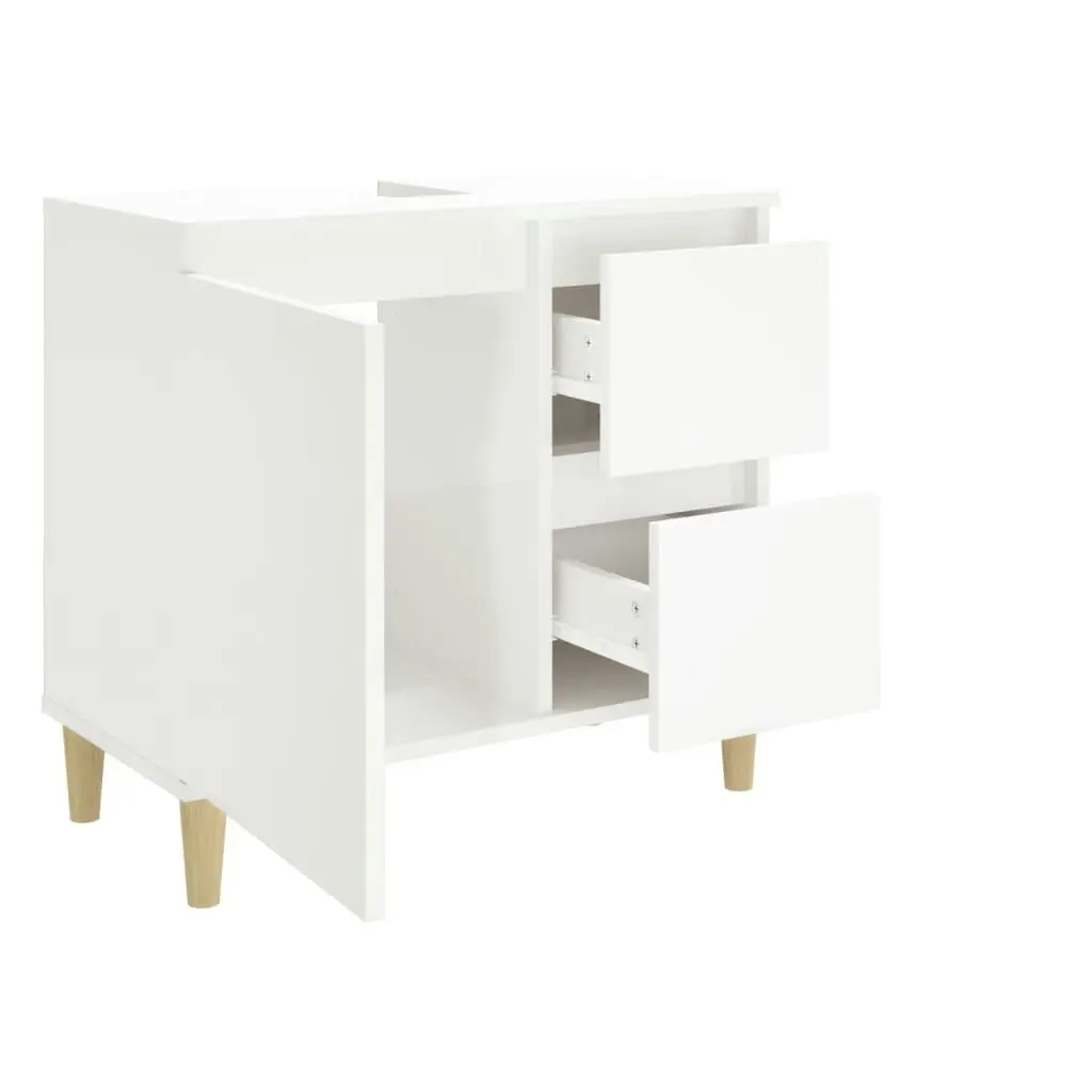 Bathroom Cabinet High Gloss White 65x33x60 cm Engineered Wood 819822