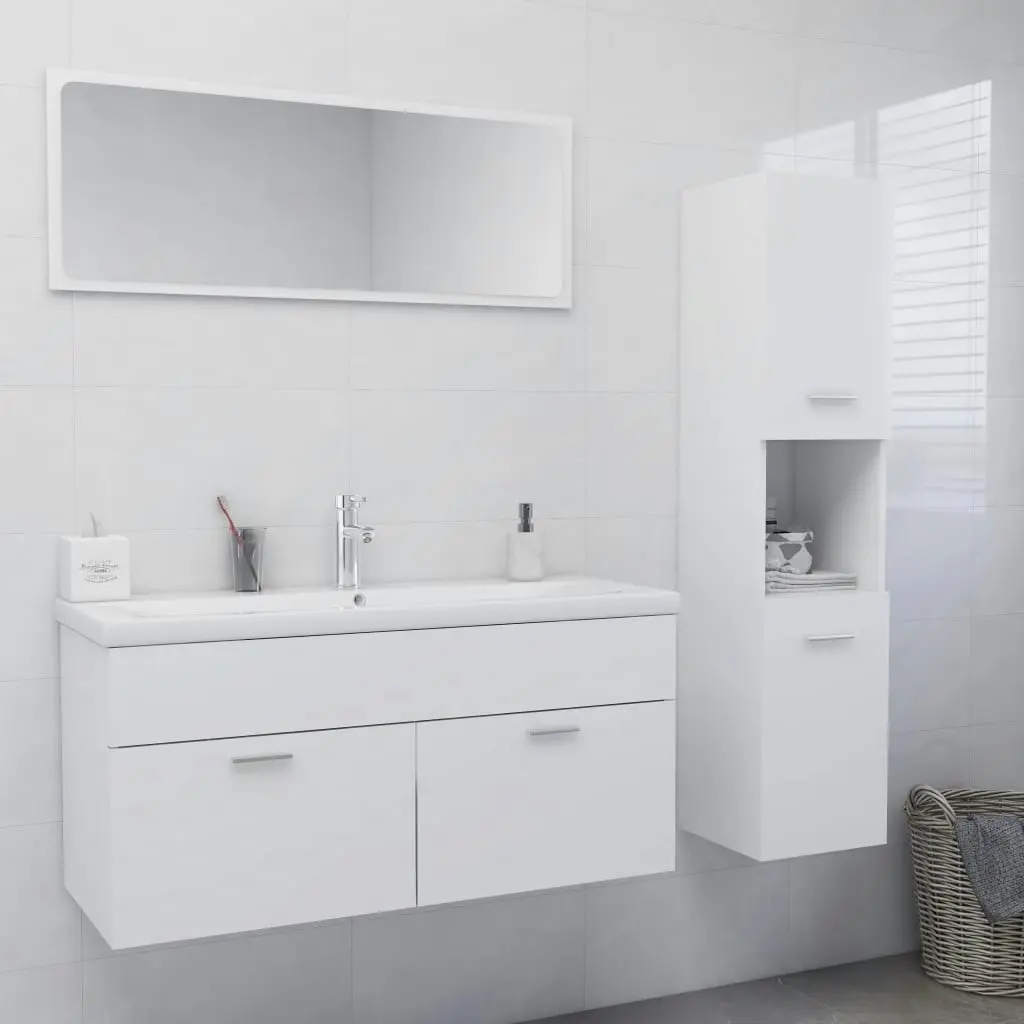 Bathroom Furniture Set White Engineered Wood 3070982