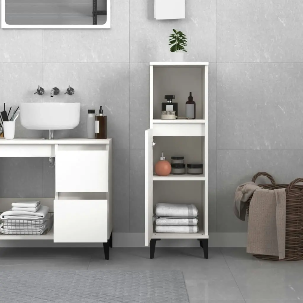 Bathroom Cabinet White 30x30x100 cm Engineered Wood 819812