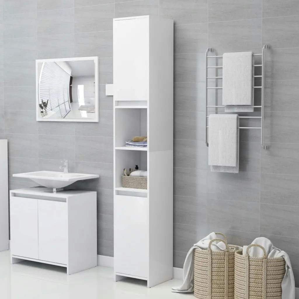 Bathroom Cabinet White 30x30x183.5 cm Engineered Wood 802669