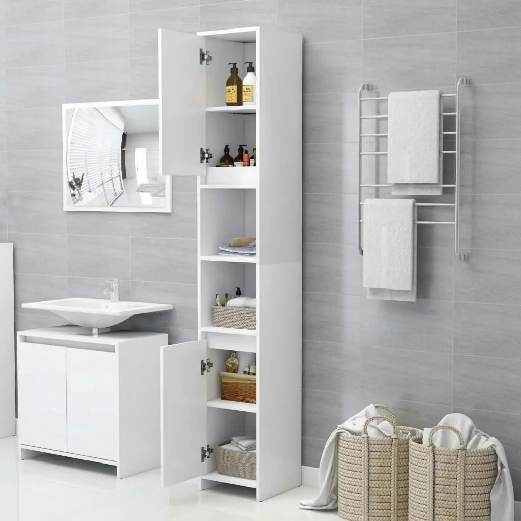 Bathroom Cabinet White 30x30x183.5 cm Engineered Wood 802669