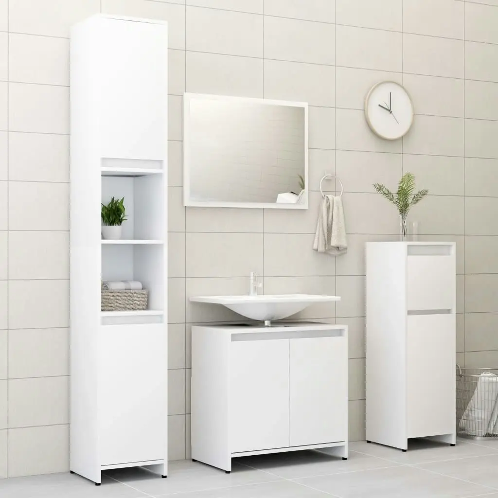 Bathroom Cabinet White 30x30x95 cm Engineered Wood 802660