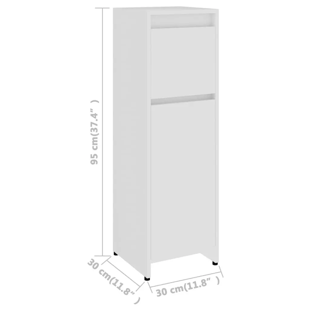 Bathroom Cabinet White 30x30x95 cm Engineered Wood 802660