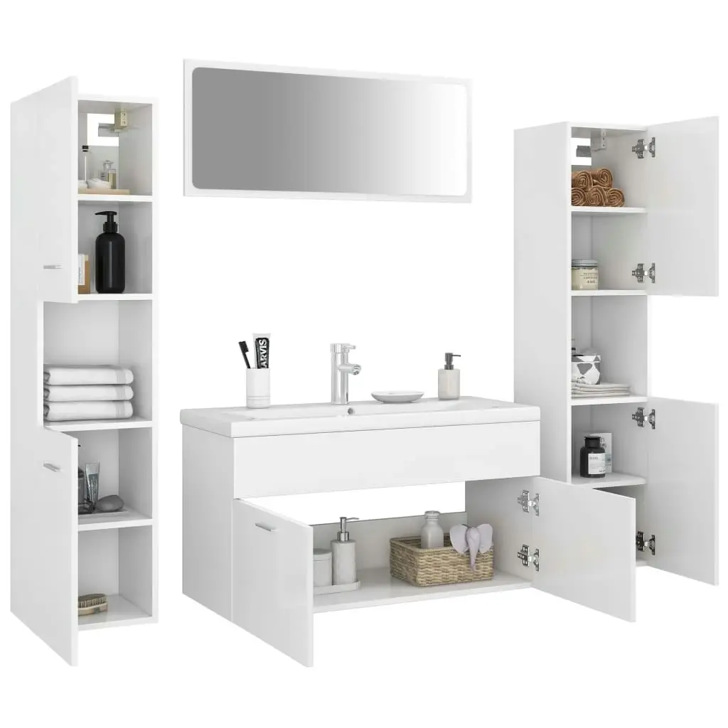 Bathroom Furniture Set White Engineered Wood 3071063