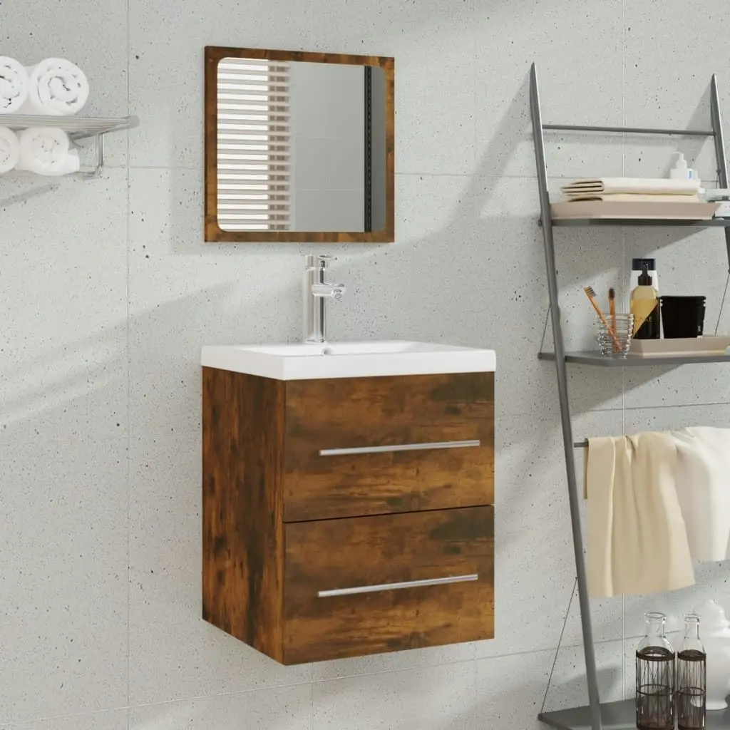 Bathroom Cabinet with Mirror Smoked Oak 41x38.5x48 cm 820469