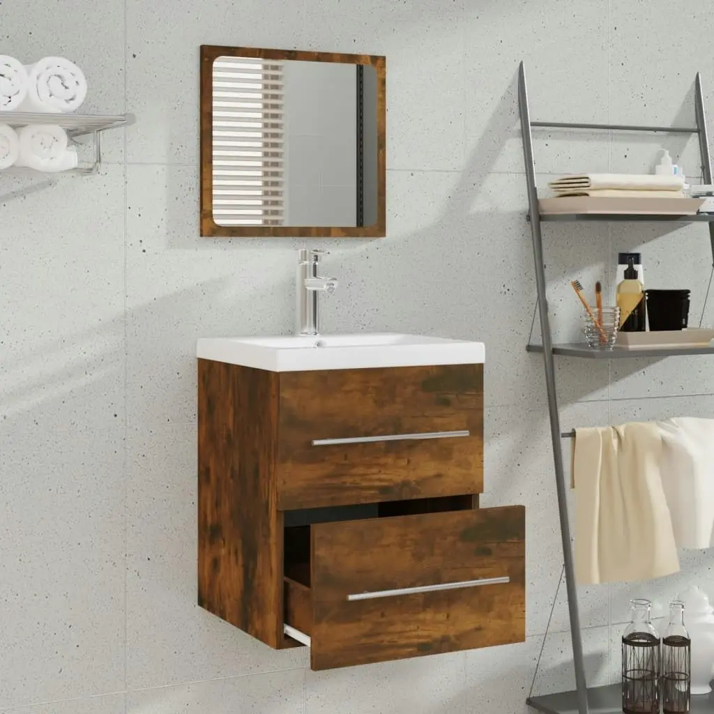 Bathroom Cabinet with Mirror Smoked Oak 41x38.5x48 cm 820469