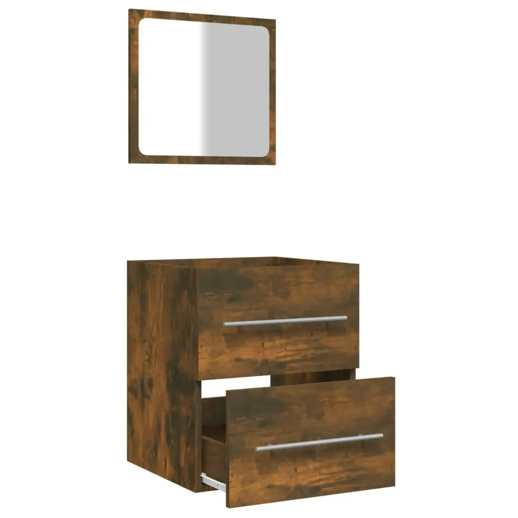 Bathroom Cabinet with Mirror Smoked Oak 41x38.5x48 cm 820469