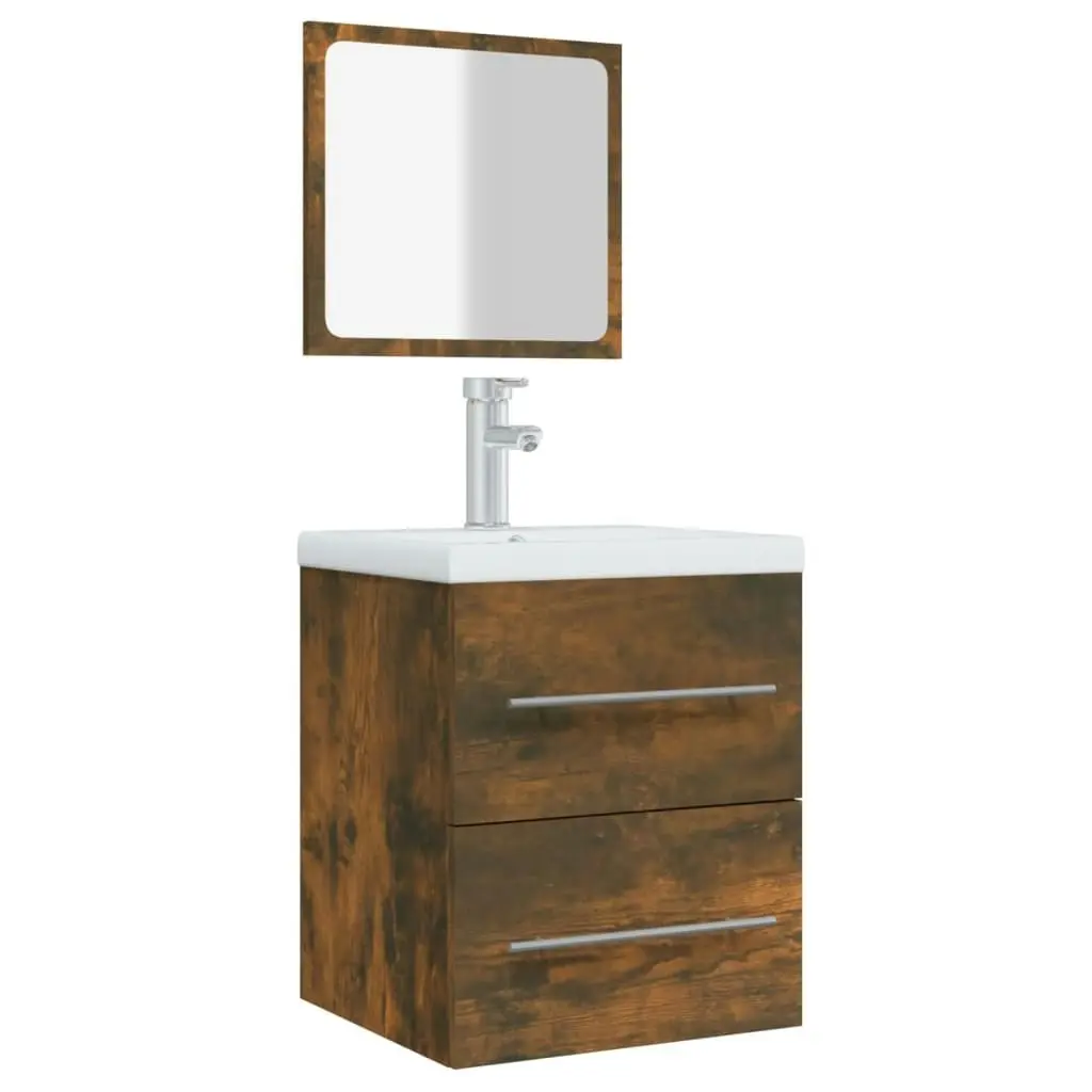 Bathroom Cabinet with Mirror Smoked Oak 41x38.5x48 cm 820469