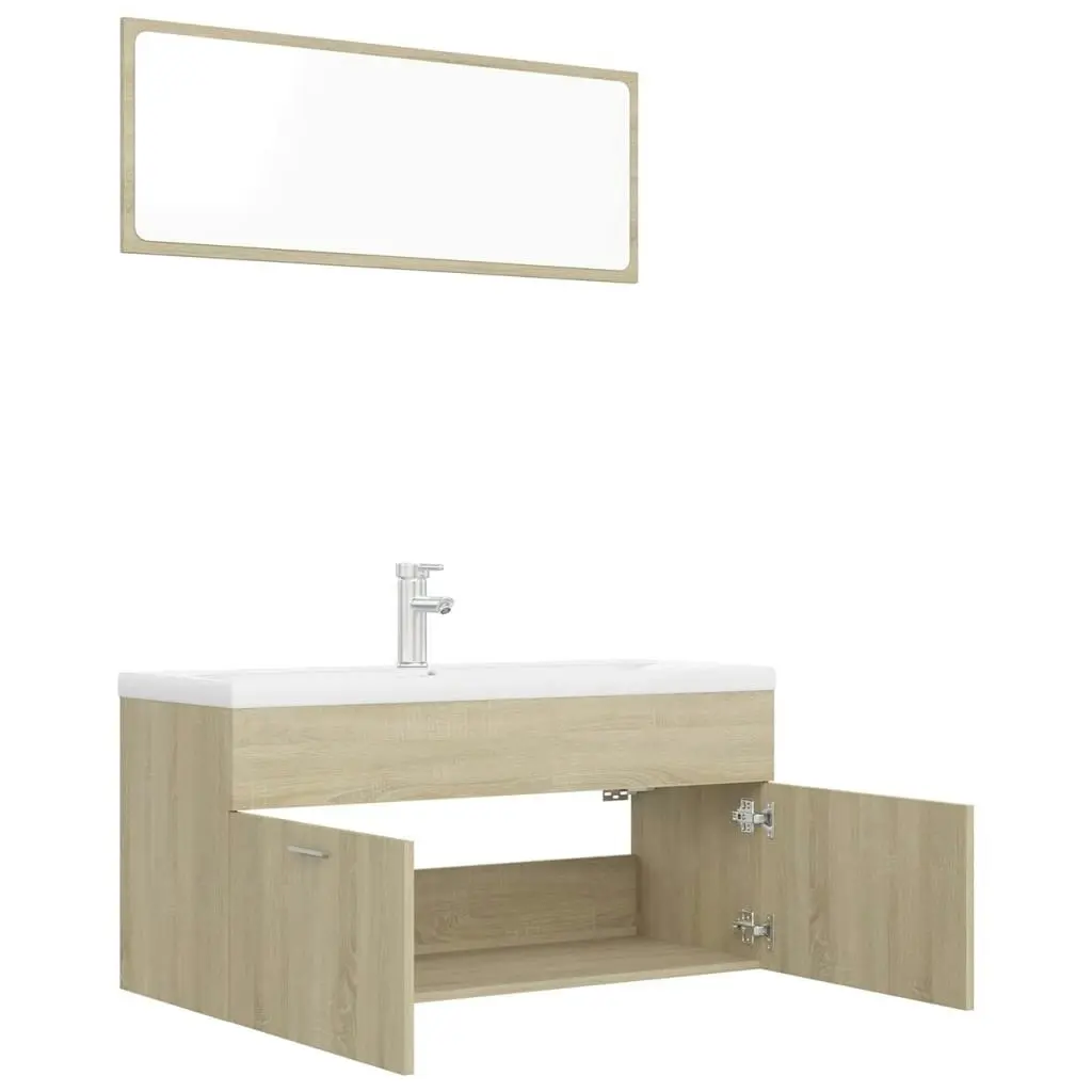 Bathroom Furniture Set Sonoma Oak Engineered Wood 3070895