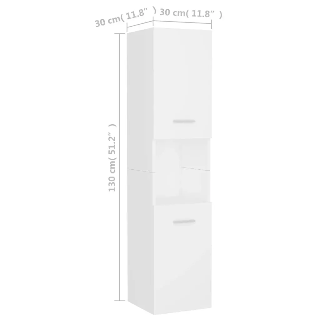 Bathroom Cabinet White 30x30x130 cm Engineered Wood 804997