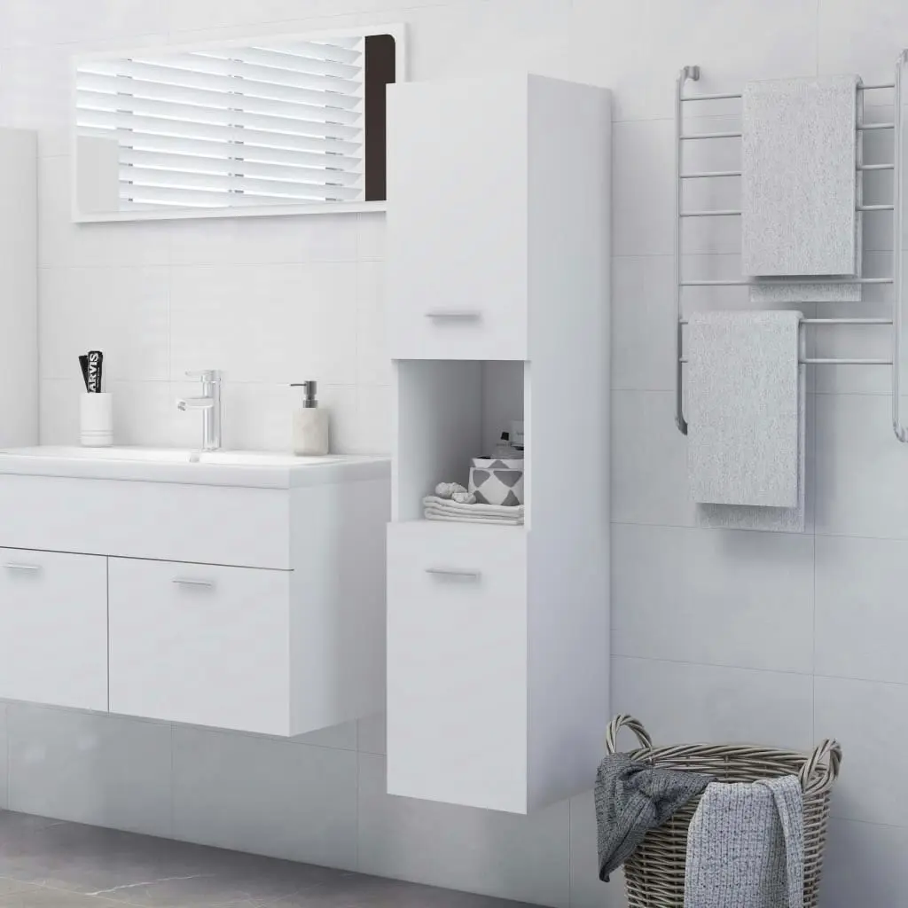 Bathroom Cabinet White 30x30x130 cm Engineered Wood 804997