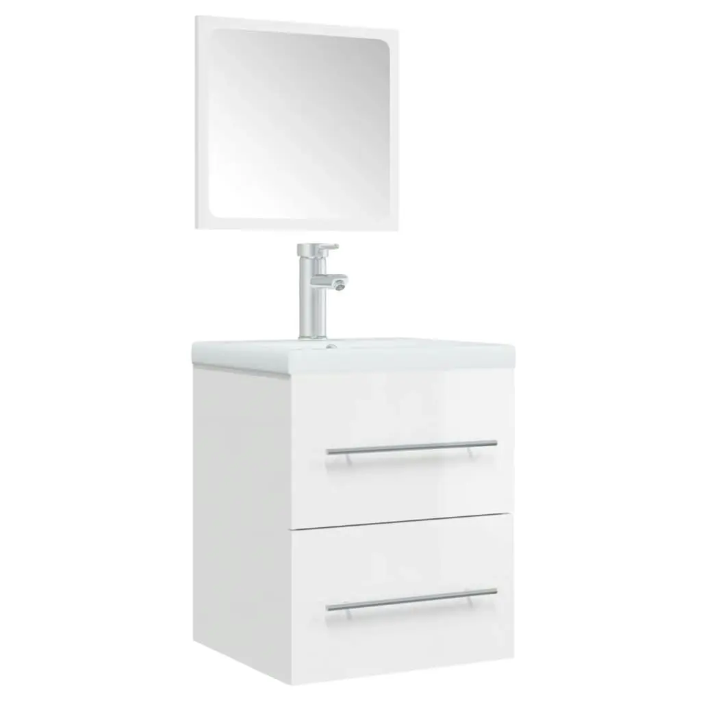 Bathroom Cabinet with Mirror High Gloss White 41x38.5x48 cm 804824