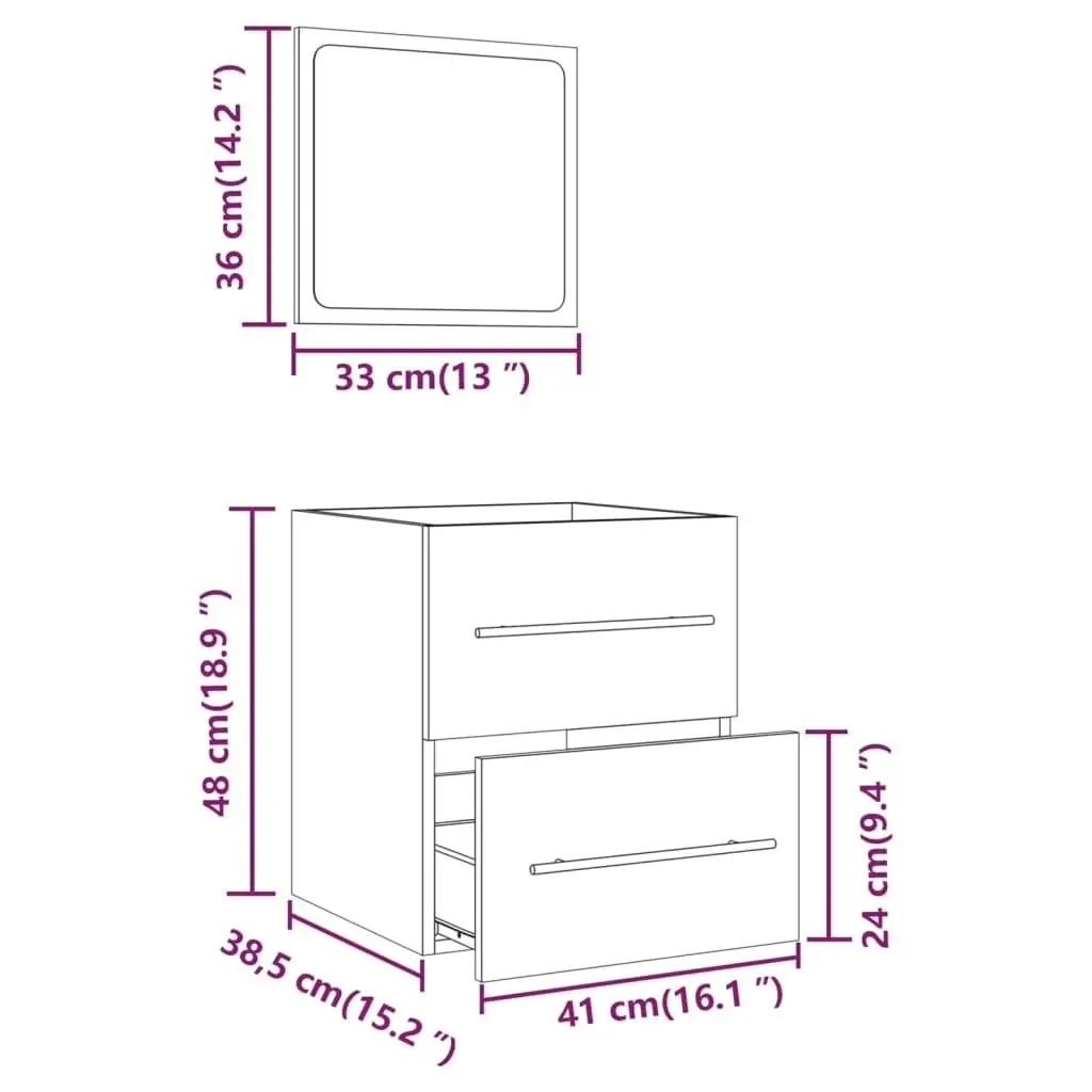 Bathroom Cabinet with Mirror High Gloss White 41x38.5x48 cm 804824