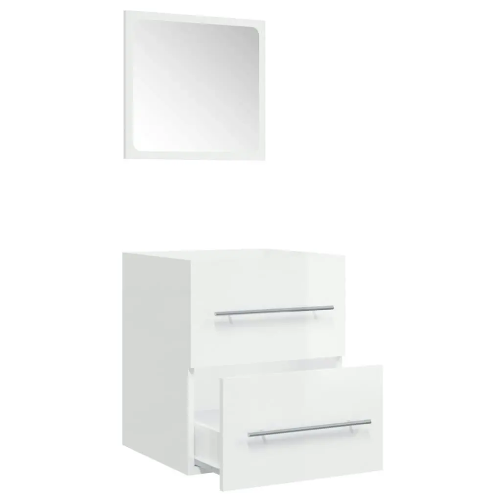 Bathroom Cabinet with Mirror High Gloss White 41x38.5x48 cm 804824