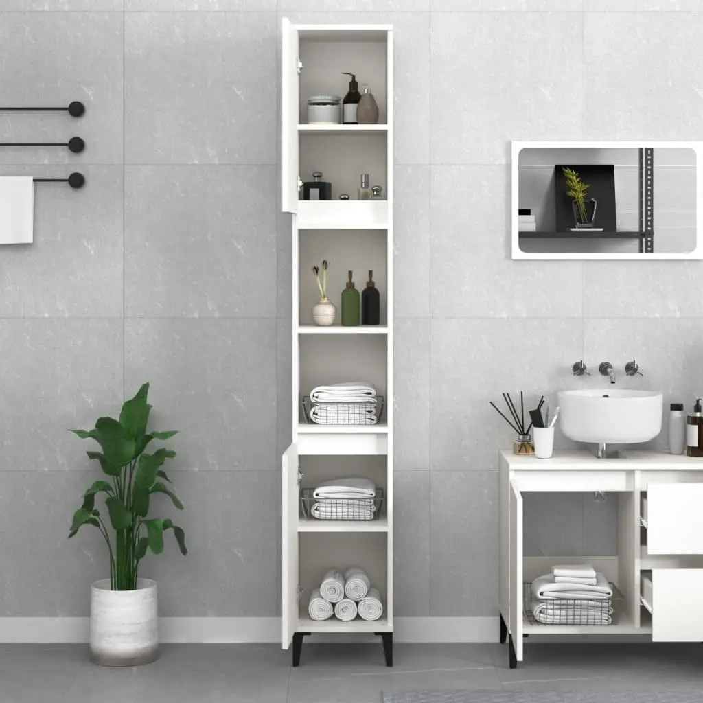 Bathroom Cabinet White 30x30x190 cm Engineered Wood 819796