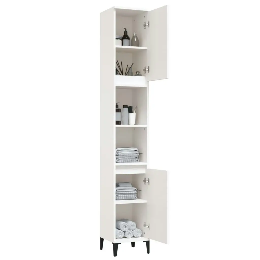 Bathroom Cabinet White 30x30x190 cm Engineered Wood 819796