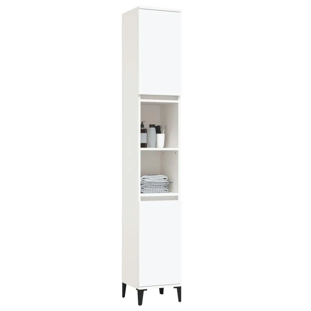 Bathroom Cabinet White 30x30x190 cm Engineered Wood 819796