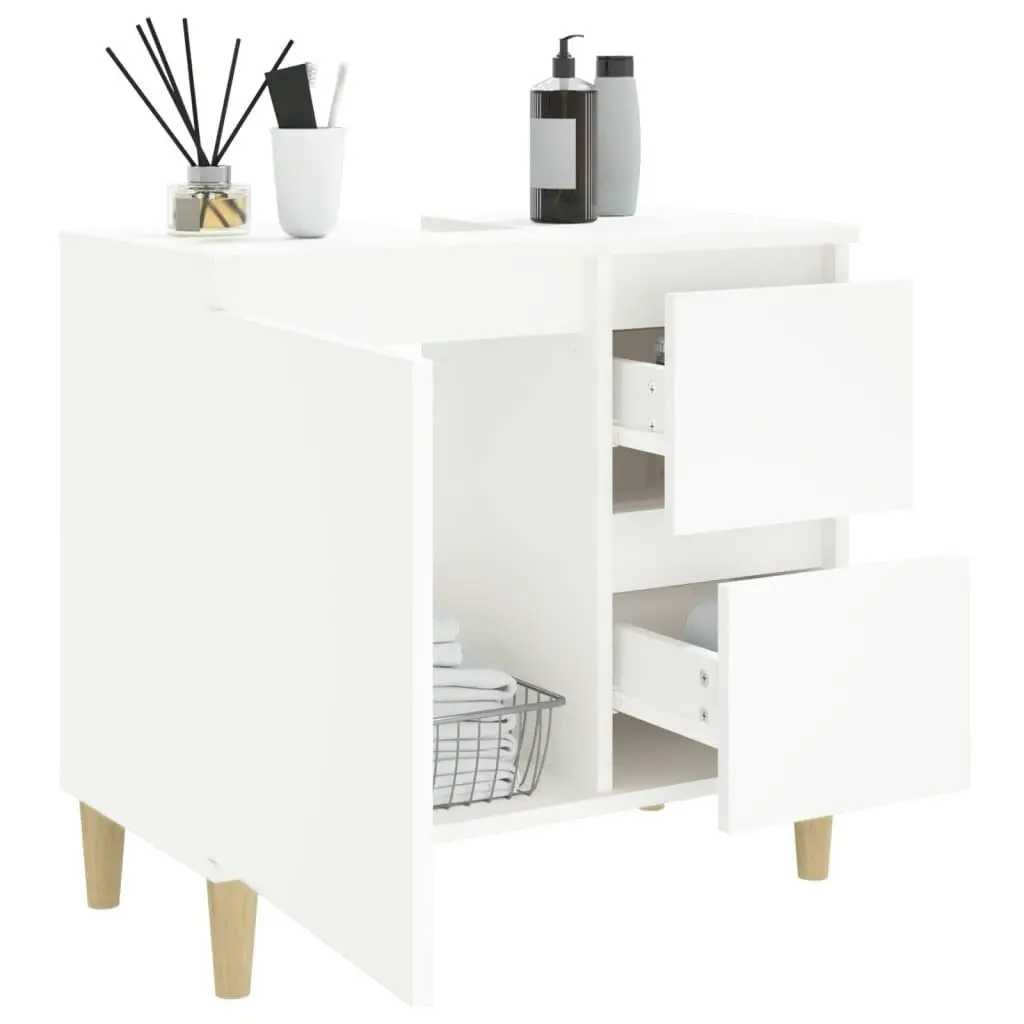 Bathroom Cabinet White 65x33x60 cm Engineered Wood 819820