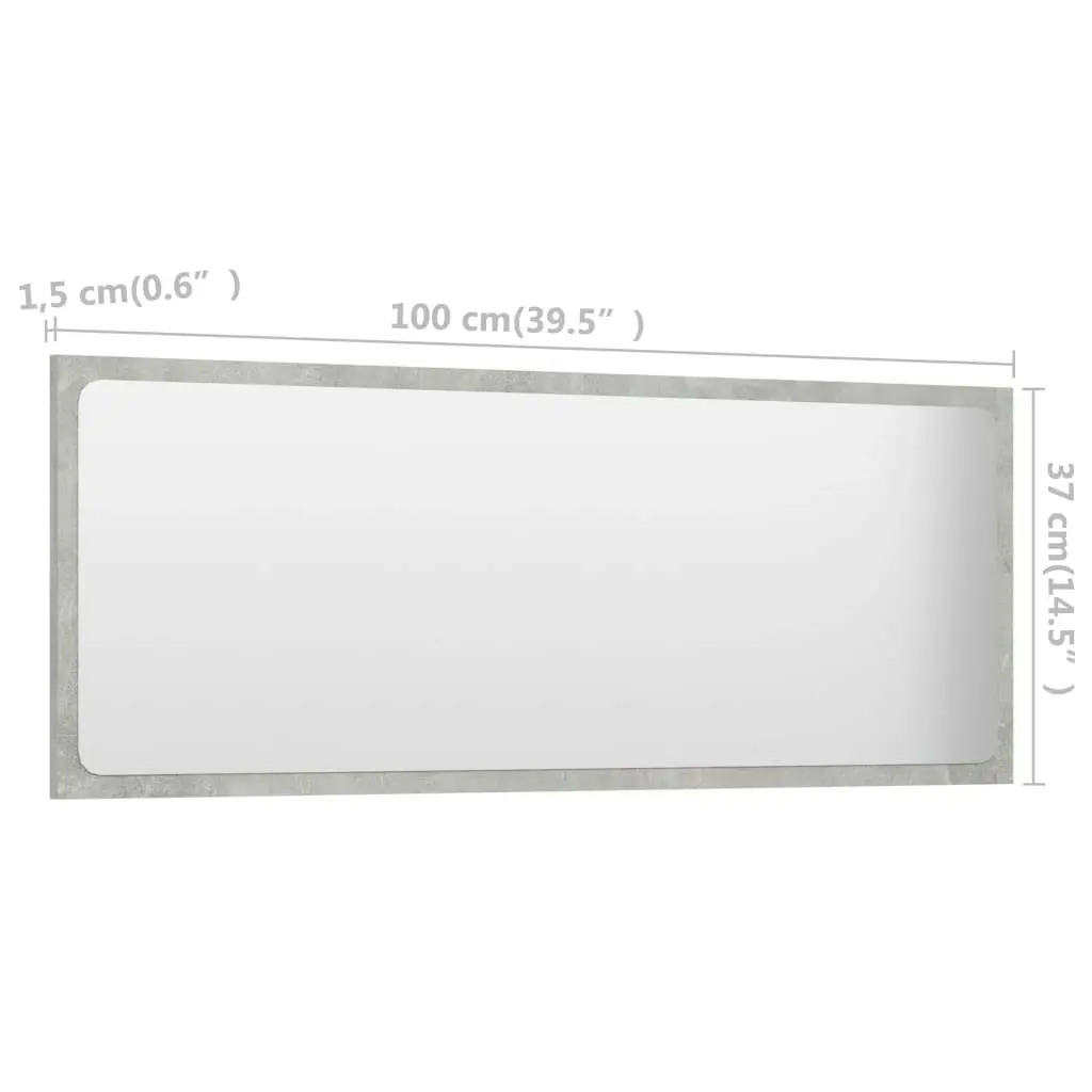 Bathroom Mirror Concrete Grey 100x1.5x37 cm Engineered Wood 804634